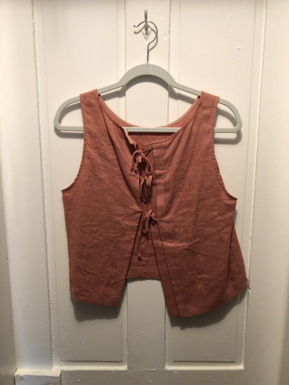 Rust Linen Tie-Back Top - Picture 2 of 2